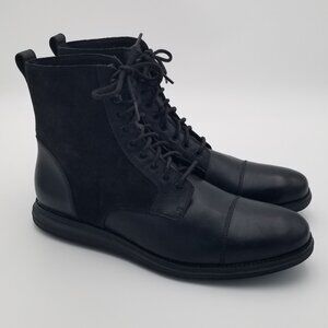 Cole Haan Original Grand OS Cap Toe Black Leather Suede Ankle Boots 13 M C29455